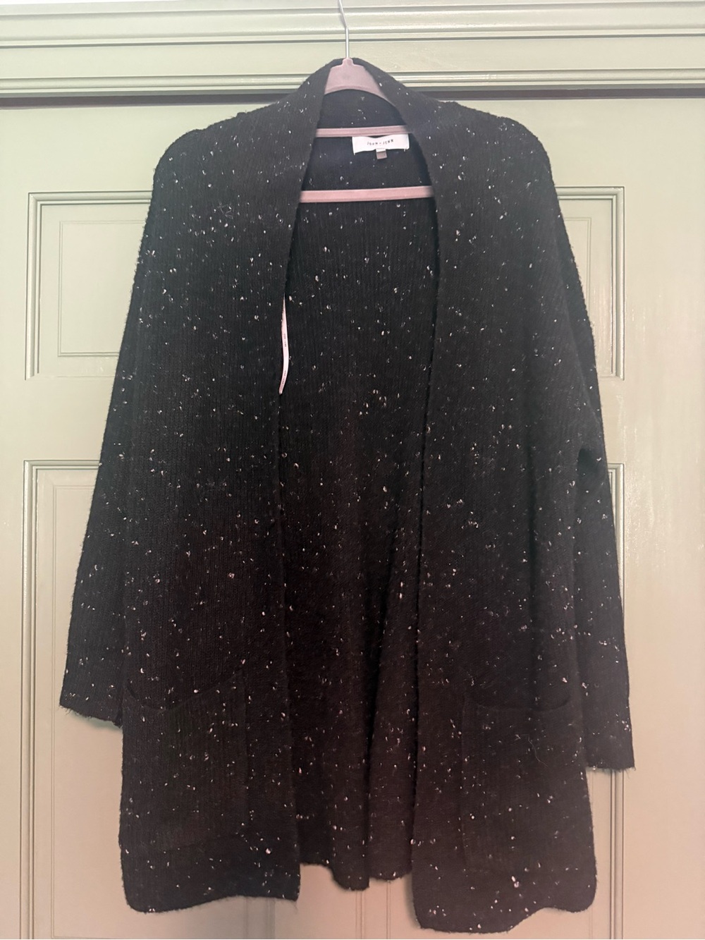 John + Jenn Black with White Fleck Open Cardigan